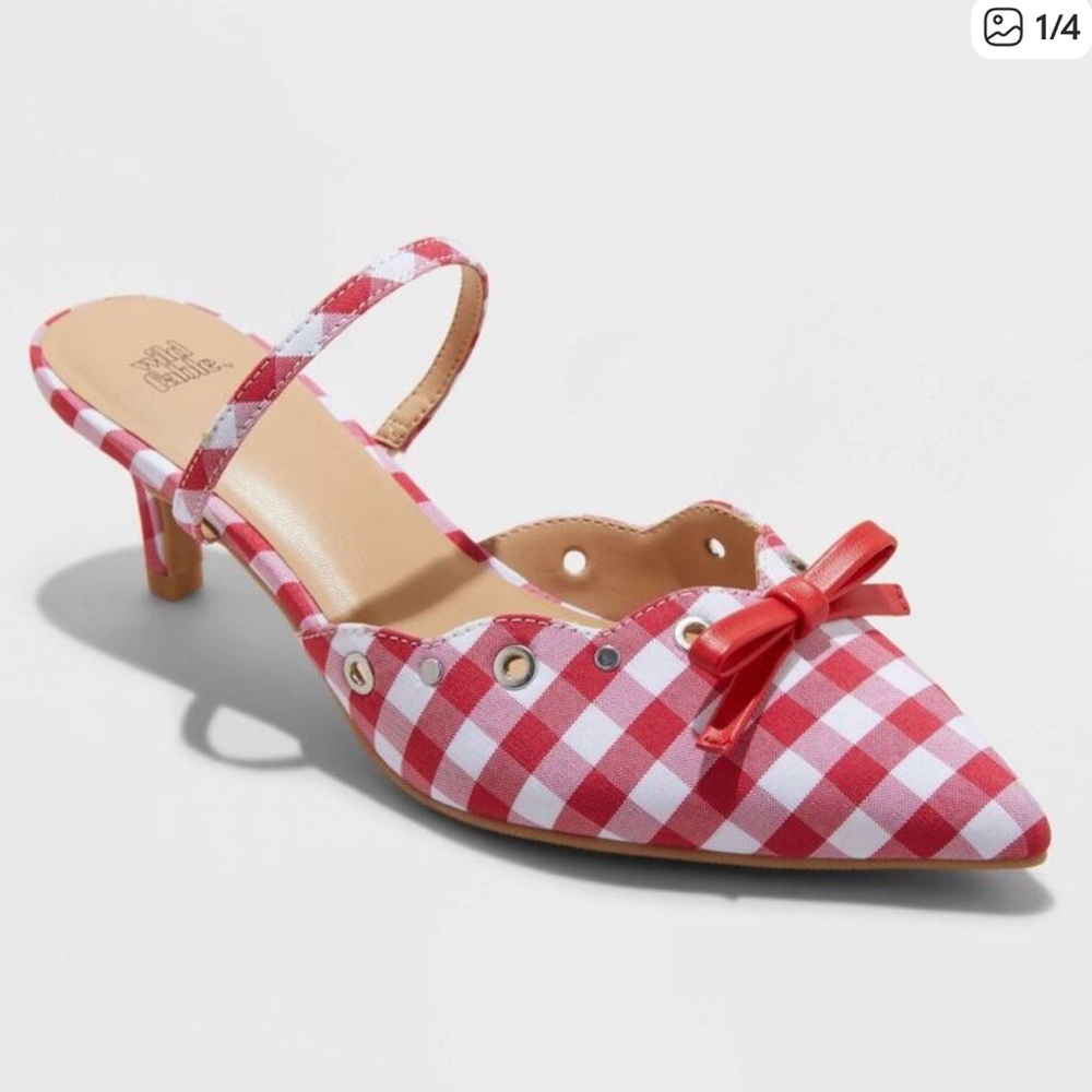 Wild Fable Red “Lysandra” Gingham Kitten Heel